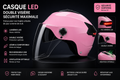 Casque LED Premium pour Vélo & Trottinette Électrique | Double Visière & Feu Arrière Rechargeable