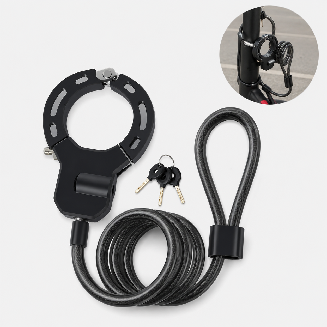 Antivol Vélo & Trottinette – Câble Acier Renforcé avec Serrure à Clé