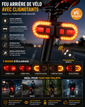 Feu Arrière LED Vélo avec Clignotants – Télécommande Sans Fil Rechargeable